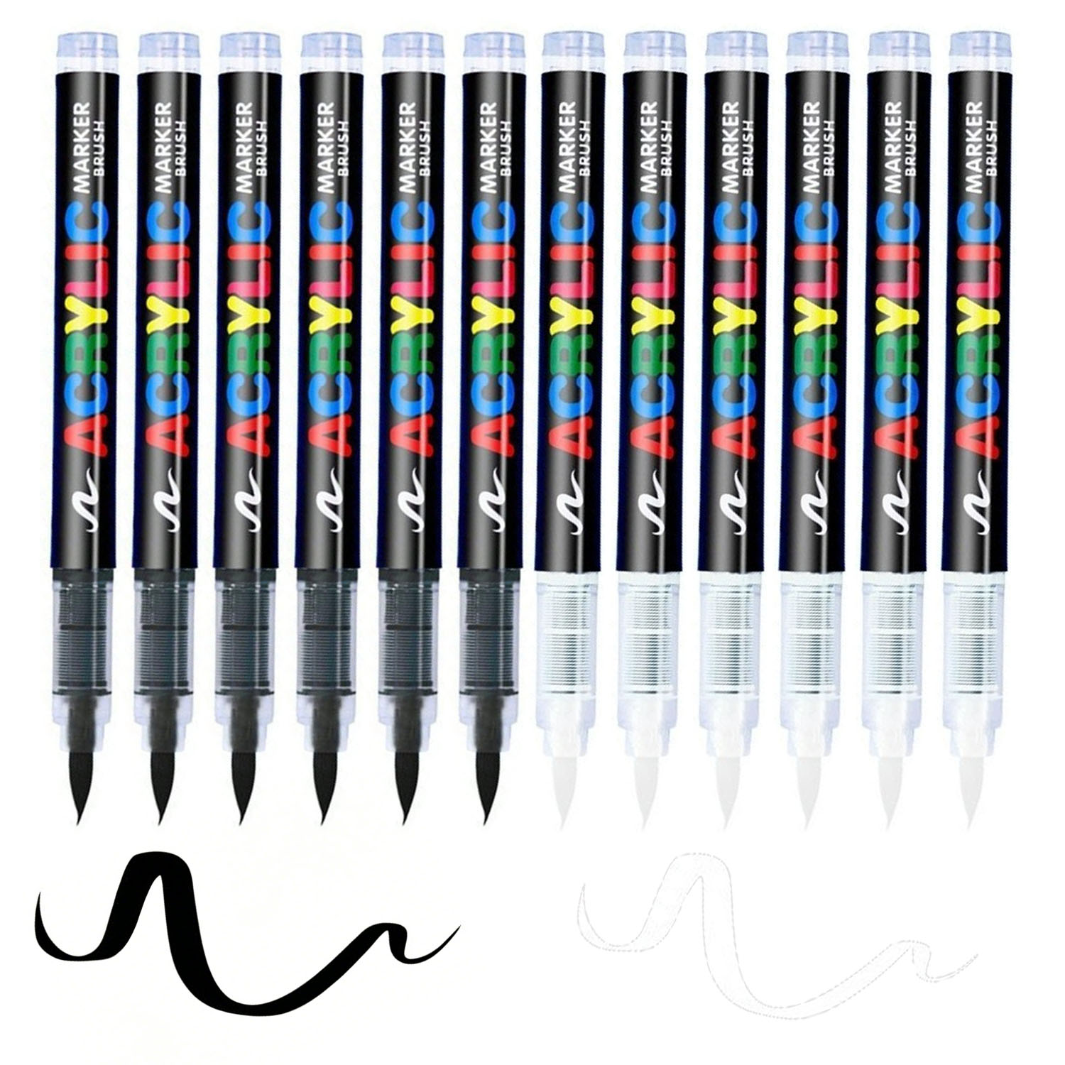 Whiteboard Marker Set - 12 Pcs Black/White Premium Soft Tip