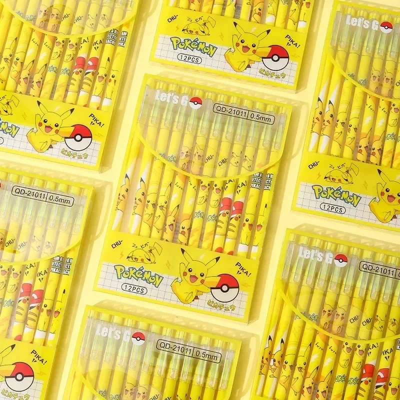12Pcs Pokemon Pikachu Erasable - огляд і ціна Office Supply Office Stationery Items