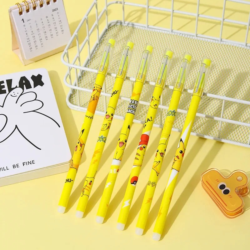 12Pcs Pokemon Pikachu Erasable - огляд і ціна Office Supply Office Stationery Items