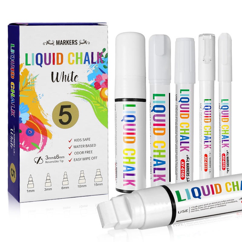 5pcs/set White Chalk Markers L - огляд і ціна Whiteboard Marker Set