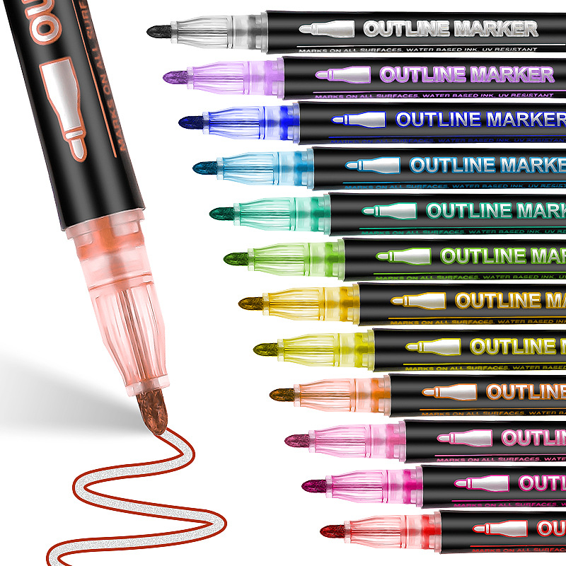 8-60 Color Double Line Outline - огляд і ціна Highlighter Set Pastel