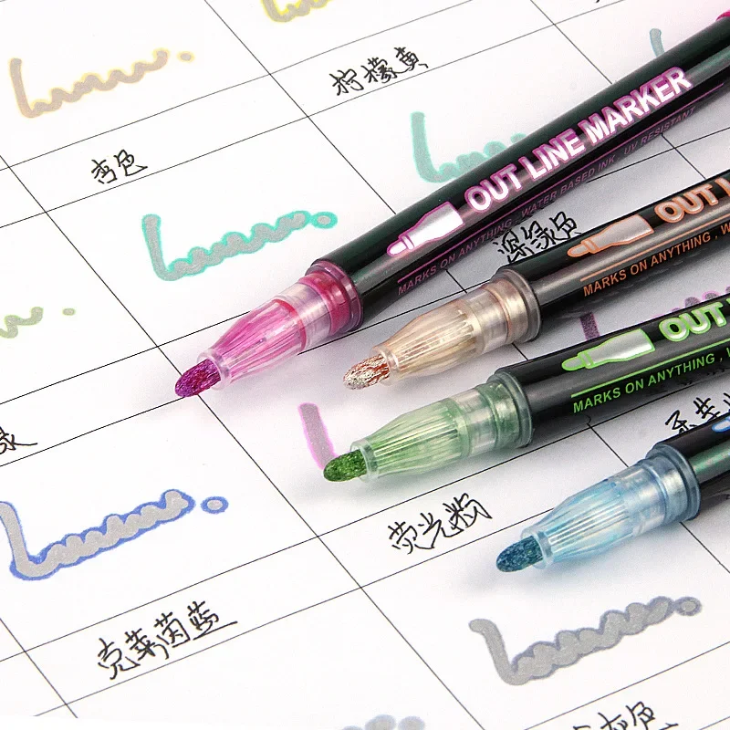 8-60 Color Double Line Outline - огляд і ціна Highlighter Set Pastel