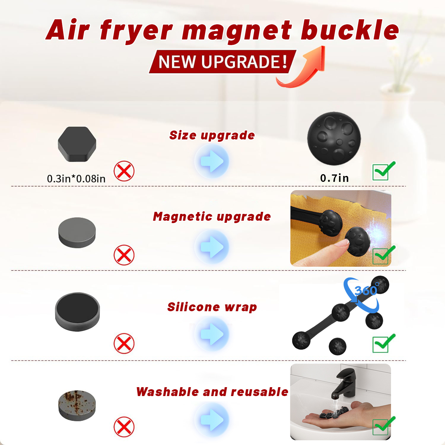 1/2sets Silicone Air Fryer Mag - огляд і ціна Paperclip Magnetic Set